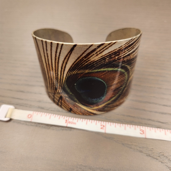 Peacock feather cuff bracelet - Picture 3 of 4